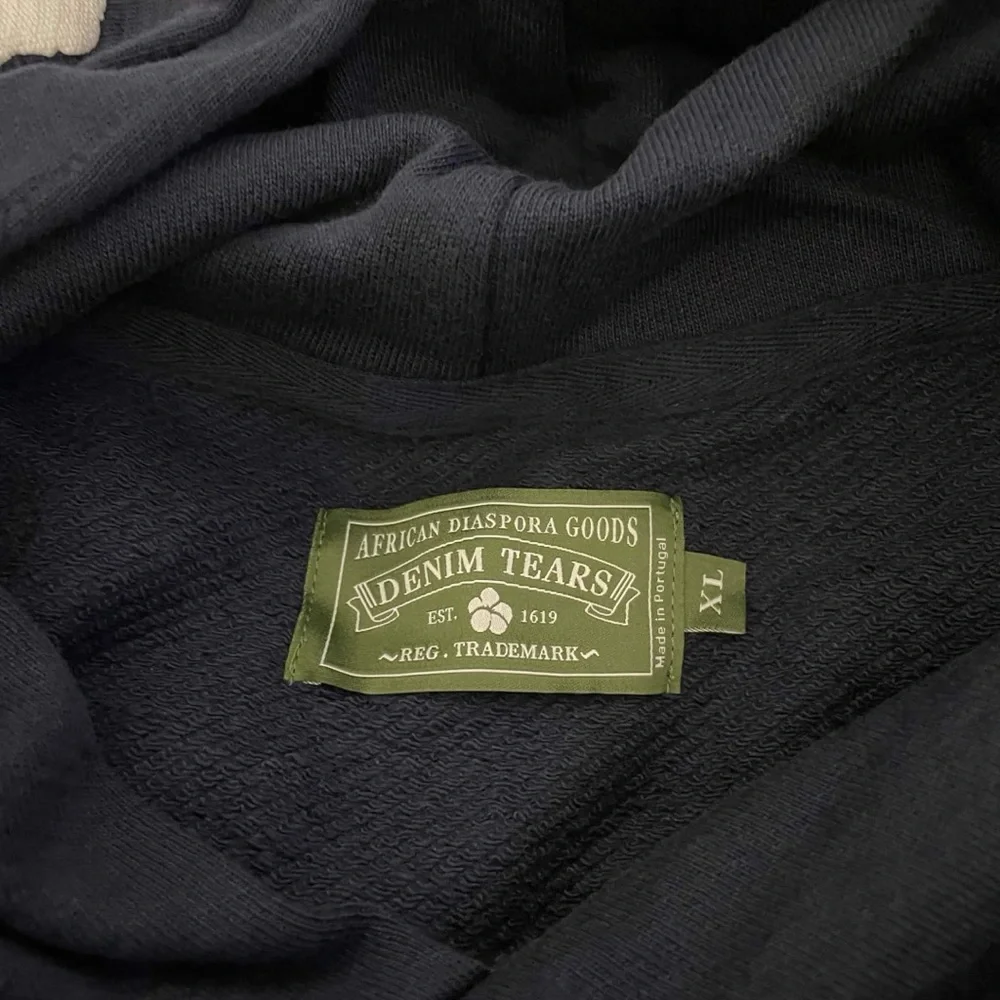 xl navy denim tears hoodie